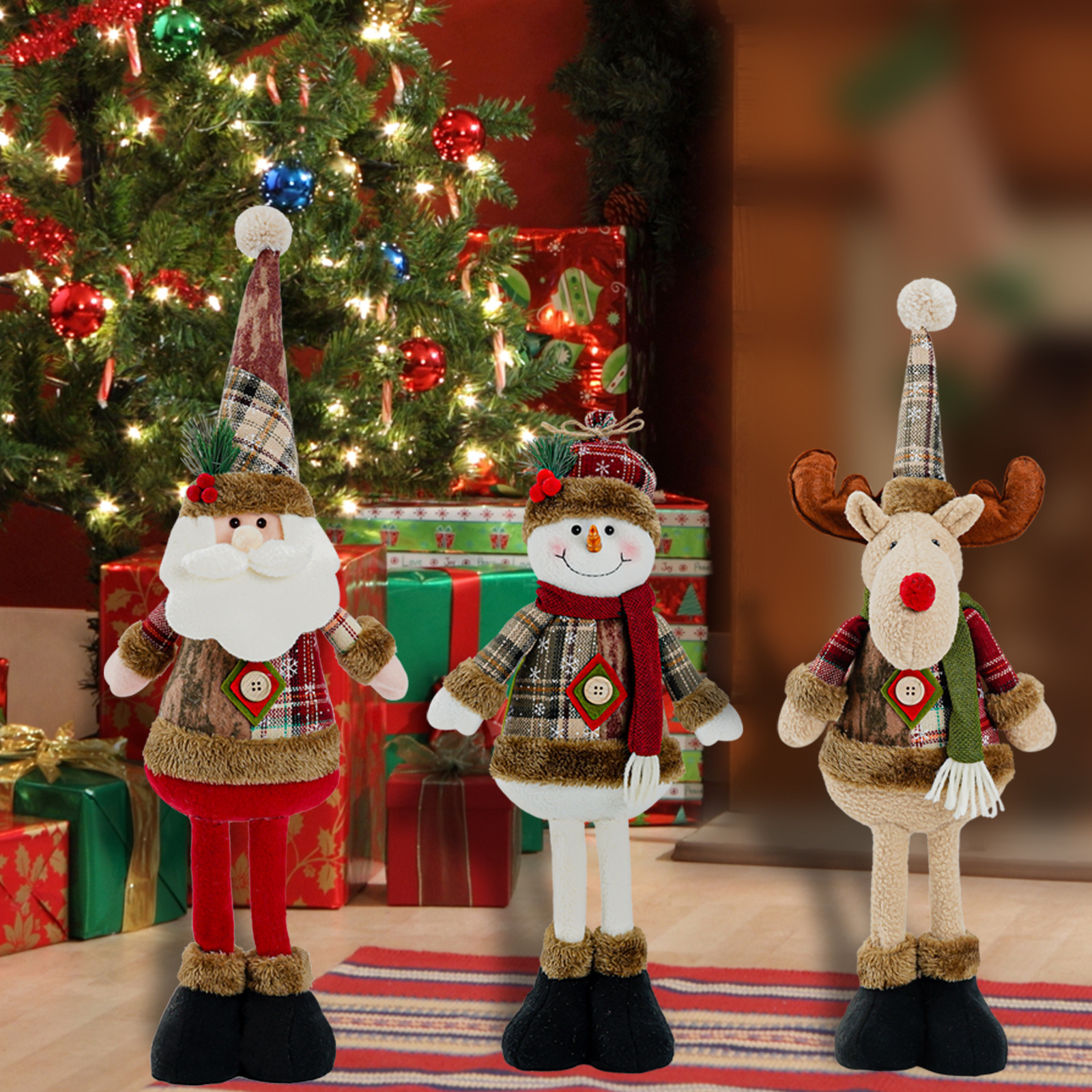 2024 Navidad muñecas de Navidad retráctiles viejos muñecos de nieve alces decoraciones de Navidad regalos de Navidad