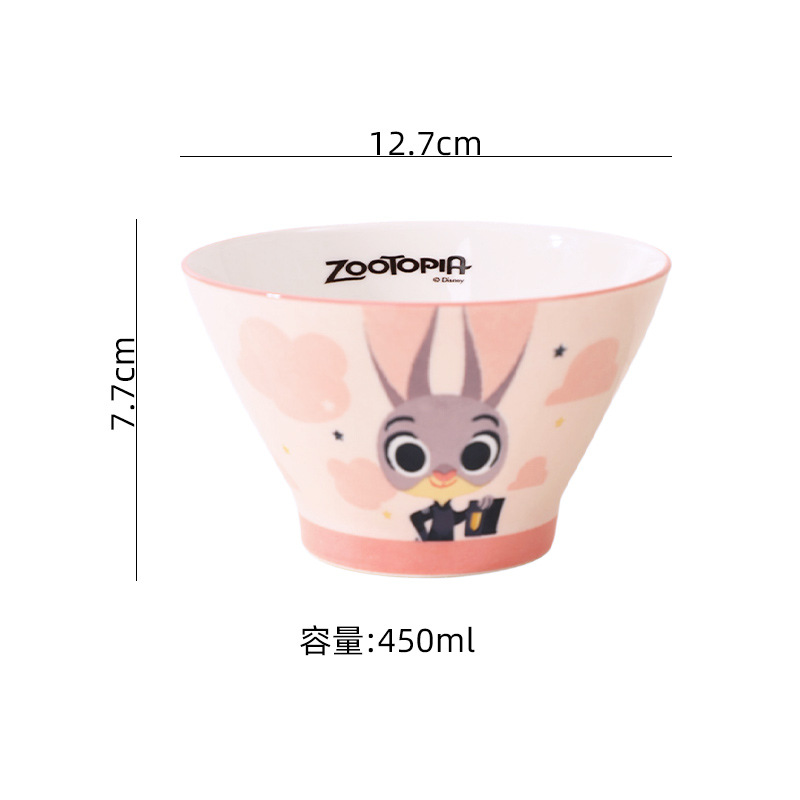 [Selección de calidad y precio] Disney original nuevo Mickey Dougasa Bowl 12.9 * 7.6 un paquete de cubiertos de fondo plano