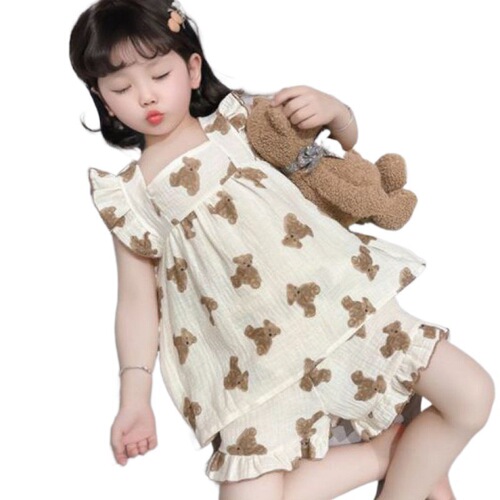 Pajamas for women, Zhongda children's summer thin vest and shorts set for children, little girl, baby can go out, home clothes