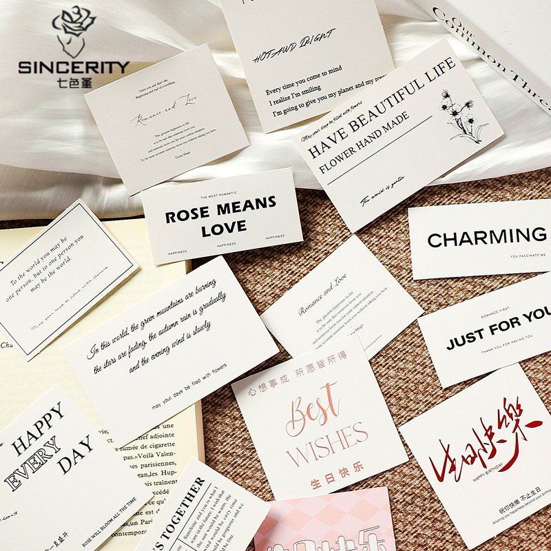 Tarjetas de flores de siete colores ins simple colección de tarjetas de regalo de flores tarjetas de felicitación de texto romántico tarjeta de felicitación carta postal