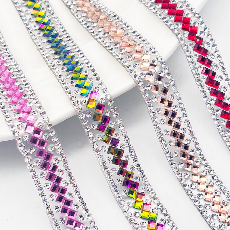 Tiras de diamantes de imitación autoadhesivas de cristal geométrico para joyería DIY, tiras de diamantes de imitación con reverso adhesivo, accesorios, borlas de diamantes de imitación, tiras de diamantes de imitación