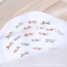 网红芭蕾舞鞋蝴蝶结美甲饰品法式丝绸飘带珍珠合金指甲小配件批发