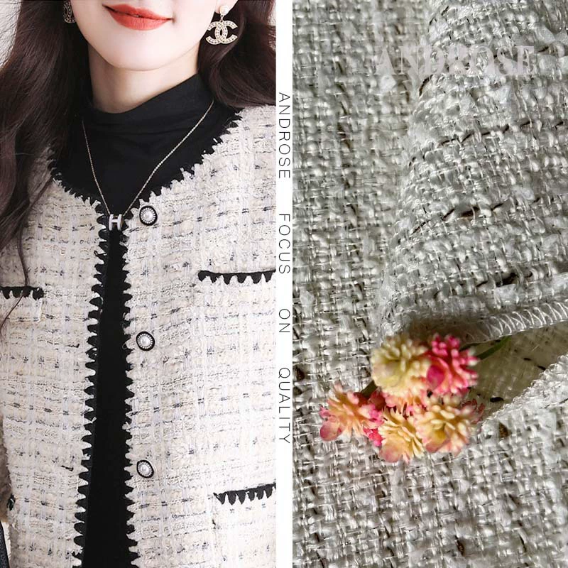 Весенне-осенняя куртка, белая ткань, стиль Chanel
