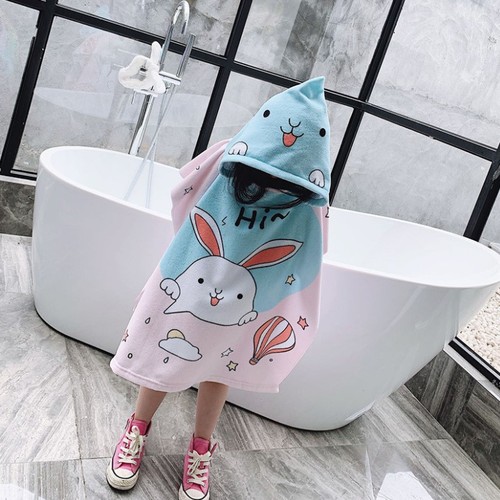 New Style Beach Hooded Towel Robe Cartoon Cape Bath Robe Soft Absorbent Bathroom Towel Cape for Kids to Wear