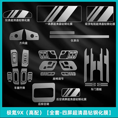 Car interior film, Zeekr 9X Wheel Hub Protective - ji-krypton-9x-high-configuration-full-set-four-screen-ultra-clear-crystal-diamond-tempered-film