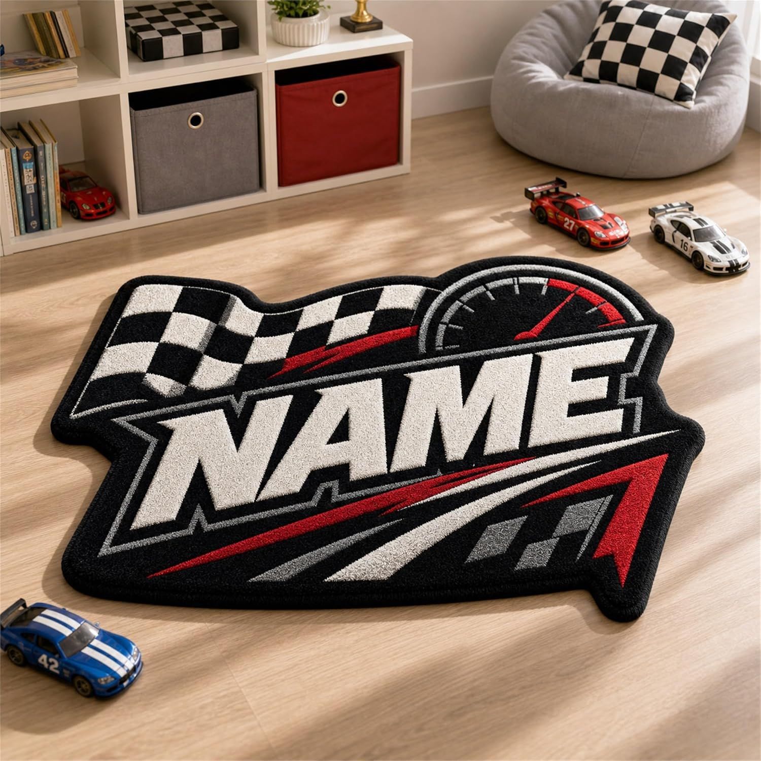 Childish Cartoon Children's Carpet, Imitation Cashmere, Skin-Friendly, Soft and Thick, Children's Room Insulation Foot Mat, Construction Vehicle Racing Mat