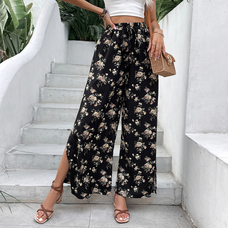 Printed Large Flared Wide Leg Pants_voghion.com