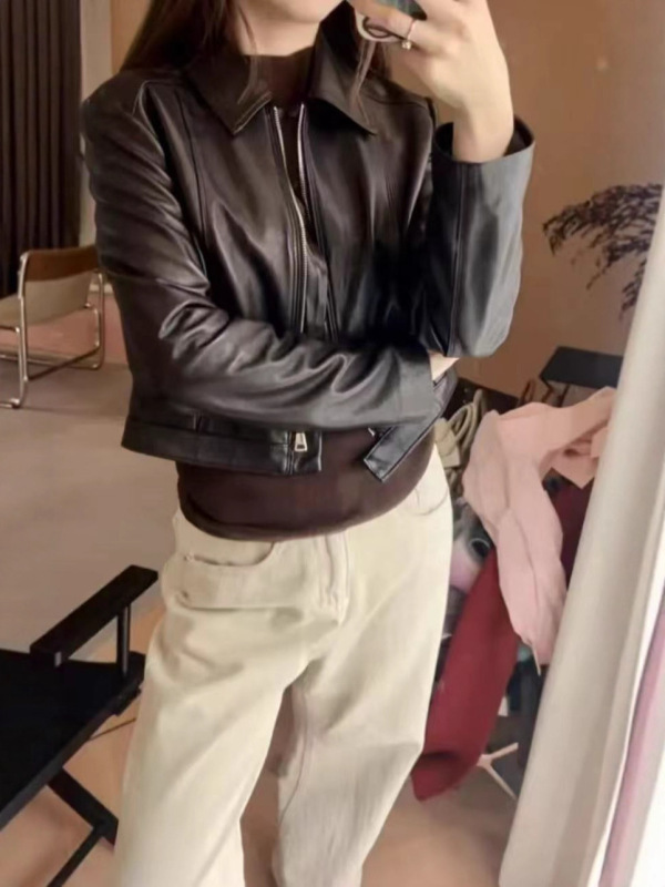 皮衣外套女2025秋季新款黑色酷飒风宽松慵懒美式重工pu机车皮夹克|undefined