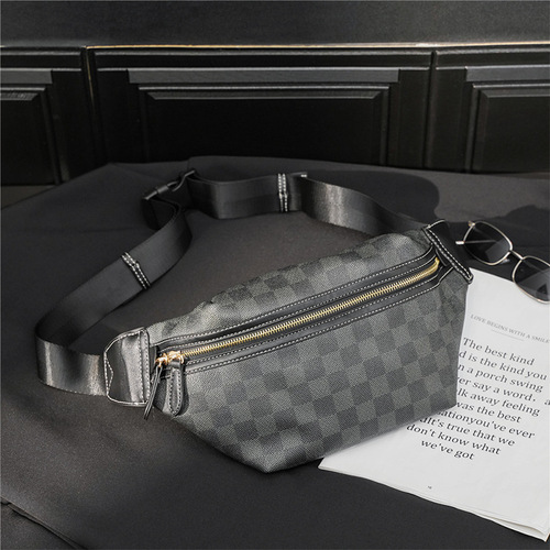 Wholesale and retail new shoulder bag, waist bag, European and American trendy plaid waist bag, fashionable and casual crossbody chest bag, trendy small bag for men and women