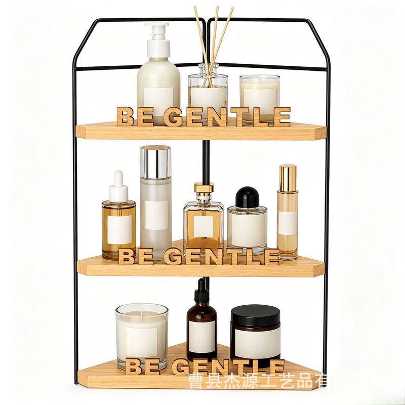 Wooden corner shelf for organizing cosmetics, bathroom triangle shelf, kitchen countertop spice storage rack Wooden corner shelf for organizing cosmetics, bathroom triangle shelf, kitchen countertop spice storage rack