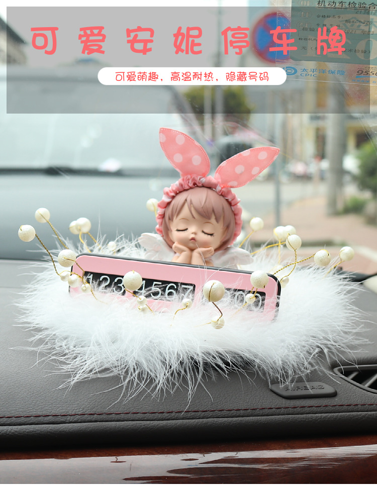 Car Interior Creative Temporary Parking Number Plate, Cute Hidden Number Plate, Car Decoration Accessories for Women