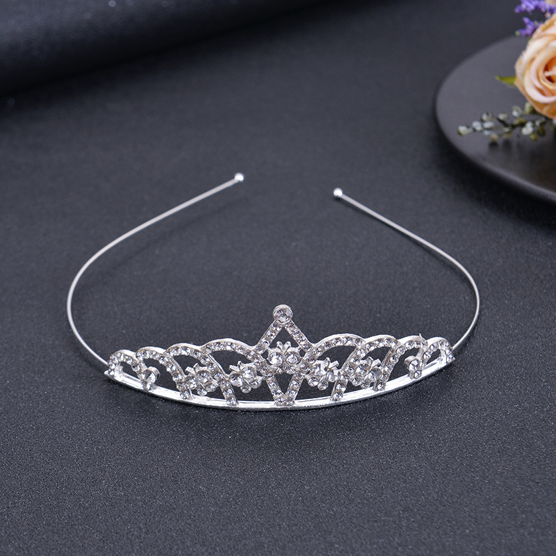 Diadema de corona de diamantes de imitación para niños, peine para el cabello, accesorios para el cabello para niñas, espectáculo de vacaciones para bebés, tocado de novia, cristal chapado en oro