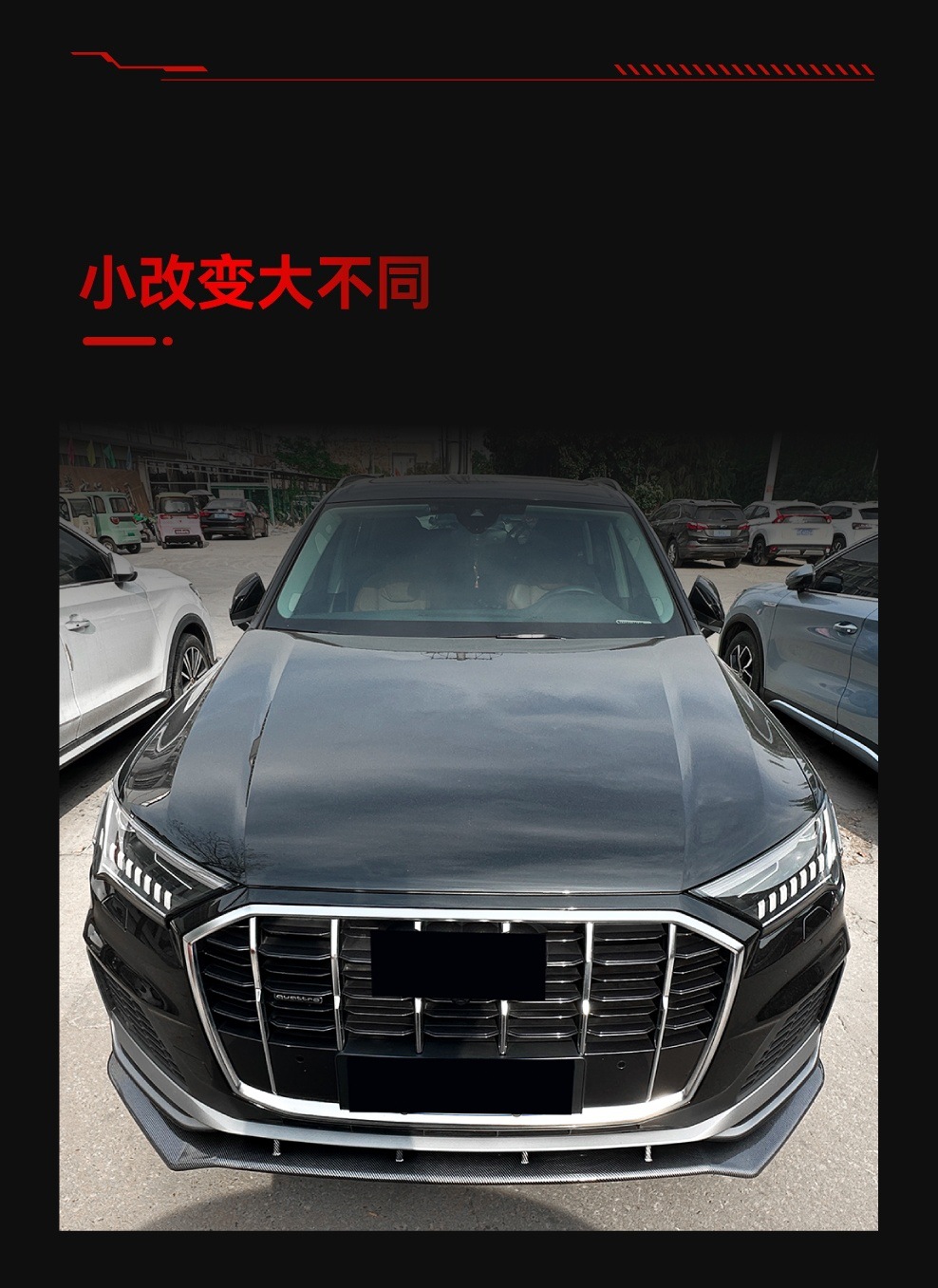 Suitable for 2020-2023 Audi Q7 Sline Integrated Front Shovel, Front Lip, Corner Front Surround, Cross-Border Modification Parts
