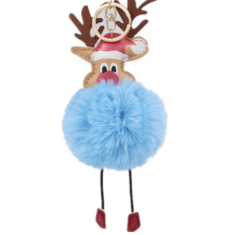 Strength Firm Christmas Elk Hair ball Key buckle lovely Plush Ball Pendant Plush Ball Christmas Hair ball Pendants