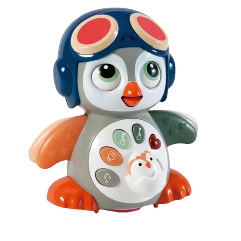 De los niños de juguete eléctrico música swing pingüino con luz parpadear universal caminando mascota bebé educación temprana
