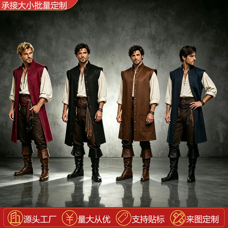 Unisex Pirate Vest Sleeveless Renaissance Robe Lightweight Medieval Festival Cosplay Costume Unisex Pirate Vest Sleeveless Renaissance Robe Lightweight Medieval Festival Cosplay Costume