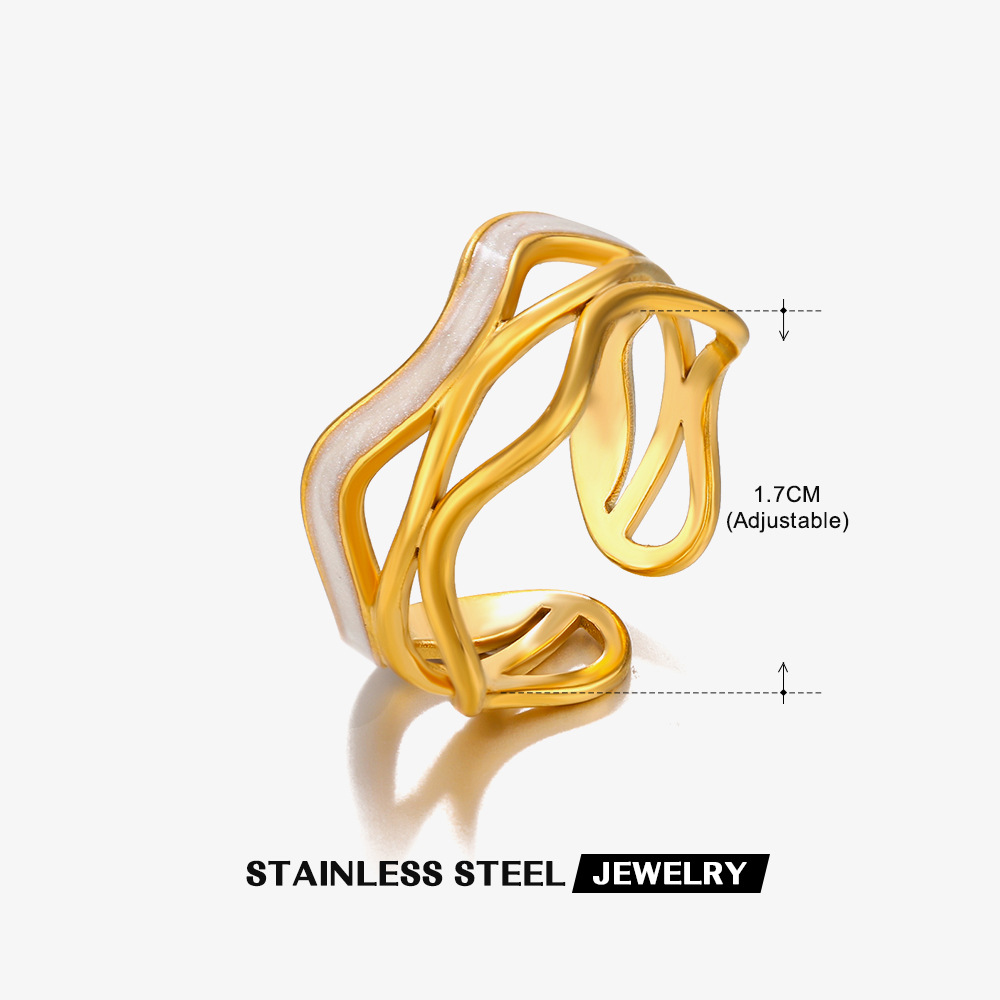 Daily Occasion PVD Coated 18K Gold Plated Round Star Heart Shape 304 Stainless Steel Retro Novelty Waterproof Non Tarnish Rings