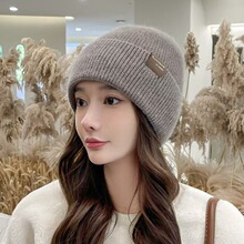 新款针织帽女毛线帽秋冬毛绒防寒保暖帽子韩版加绒百搭包头帽冷帽