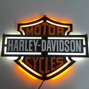 Cross-border hot harley davidson wall decoration night light two-color LED light harley davidson logo