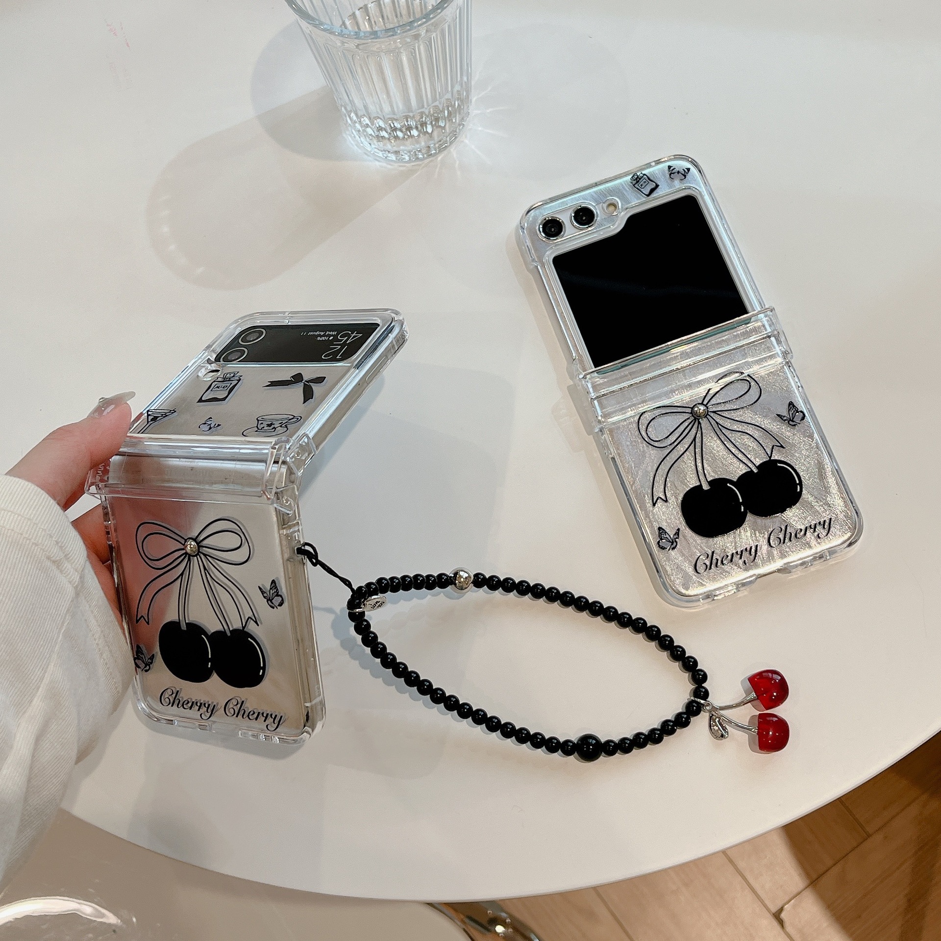Cherry Butterfly for Samsung Galaxy Z Flip5 Phone Case Electroplated Zflip4/3 Folding Screen Saver Sheath_voghion.com