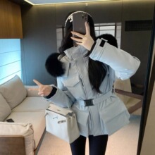 欧高端羽绒棉服女仿狐狸毛领腰三防冲锋衣滑雪服装外套冬新
