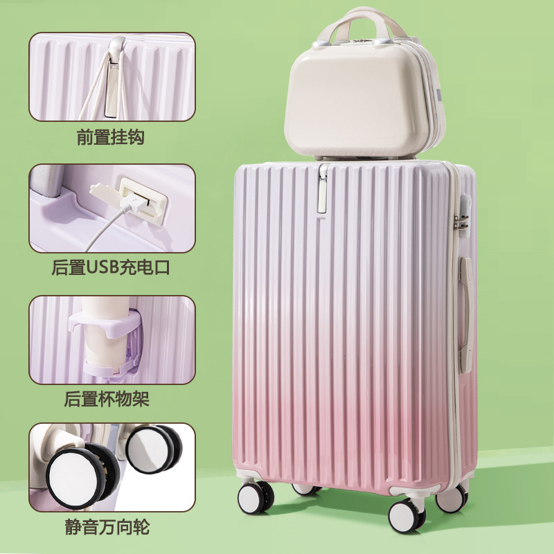 [Fábrica de selección estricta] maleta de alto valor nominal, maleta de tracción femenina de 20 pulgadas, cremallera gruesa resistente y duradera