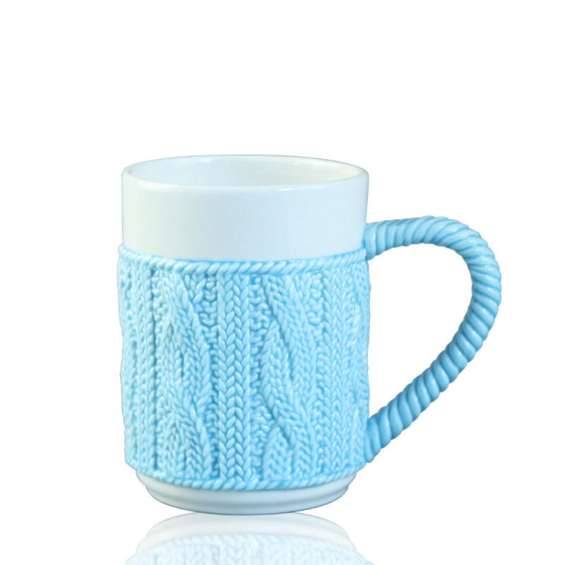 Taza de estilo nórdico de alto valor, patrón de suéter, taza de cerámica de color sólido, taza de cerámica ins, taza de publicidad de café, taza de enjuague bucal