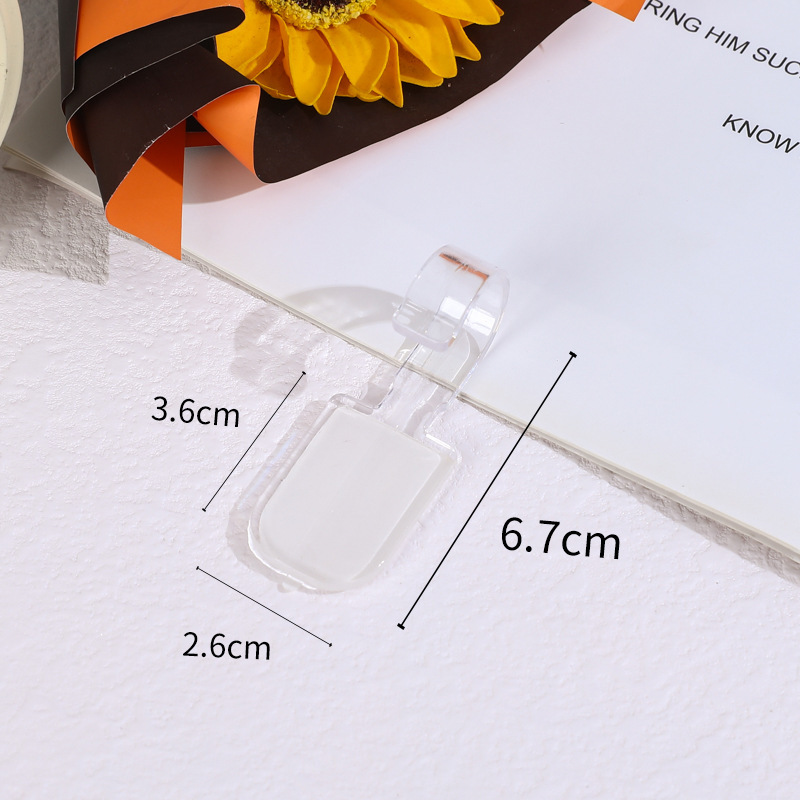 Gancho acrílico de plástico transparente, lámina acrílica adhesiva de doble cara de estilo minimal, gancho adhesivo fuerte y sin perforaciones