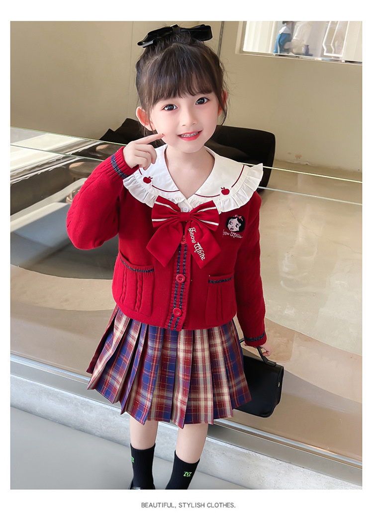 Niña otoño vestido 2022 nuevo niño aire chic suéter overfalda otoño bebé JK uniforme set pic 11