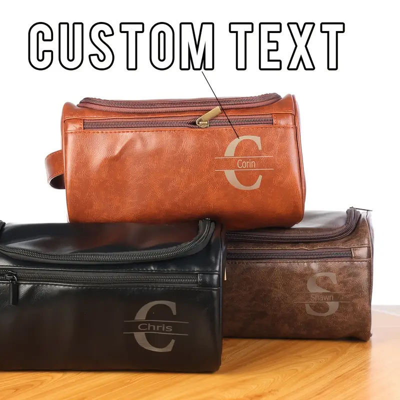 Etsy Hot-Selling Custom Men's Toiletry Bag Retro Leather Portable Pu Waterproof Cosmetic Bag Multifunctional Storage Bag