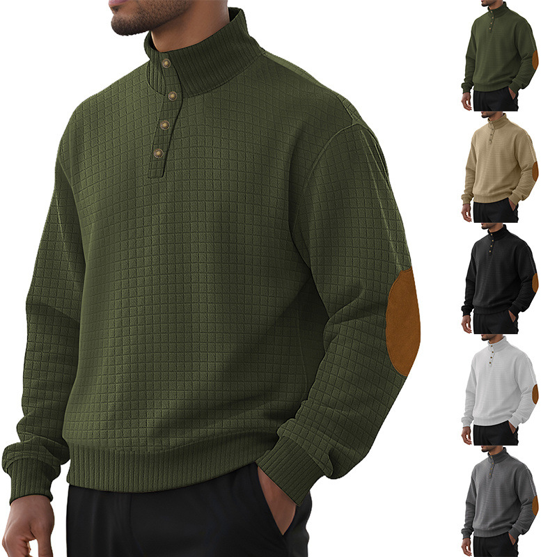 Nuevo otoño transfronterizo nuevo tamaño europeo para hombres Jacquard cuello pequeño jersey de punto chaqueta casual jersey Henry