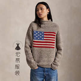 欧美2025秋冬新款跨境女装复古宽松时尚气质慵懒套头宽松针织毛衣