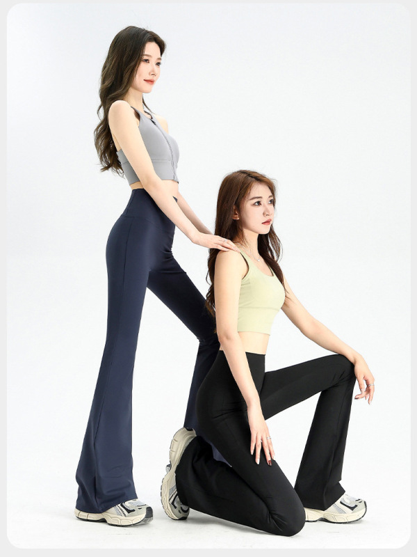 女性用ウィメンズフレアパンツ、夏用薄手スタイル、2025年新作、ハイウエスト、痩身、ヒップアップ、小柄な人向けのカジュアルヨガフレアパンツ|undefined