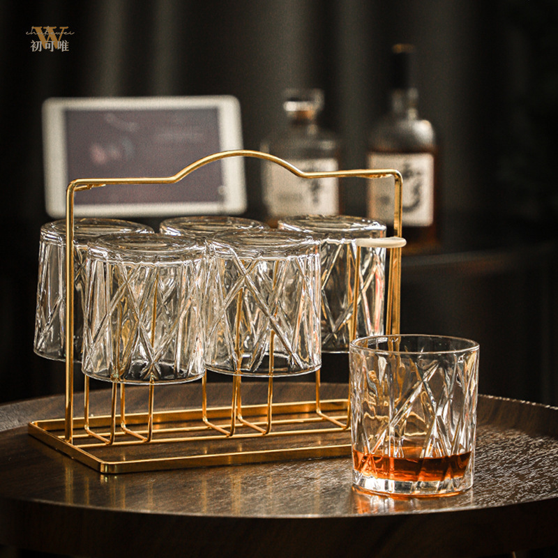 Vaso de whisky de alto valor Vaso de vidrio retro casero Vaso de hockey Vaso de vino Vaso de cerveza creativo Juego de bar