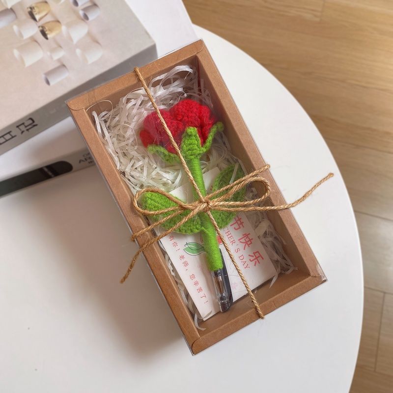 教师节礼物手工成品仿真向日葵花束盆栽花笔红色笔送老师实用|undefined