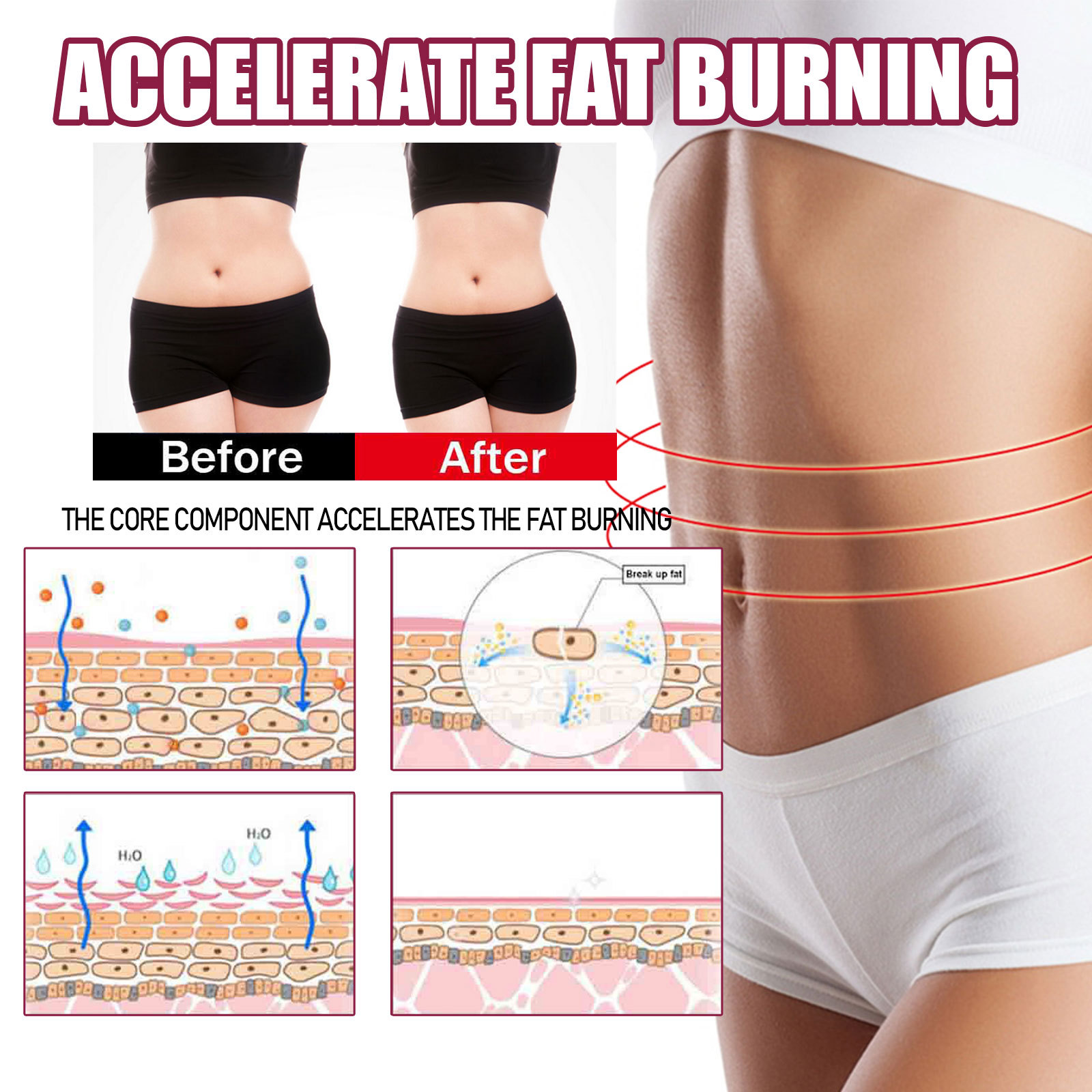 L'huile essentielle de modelage du corps EELHOE soulève, raffermit le corps, nourrit la peau et masse la taille pour modeler les muscles des jambes_voghion.com