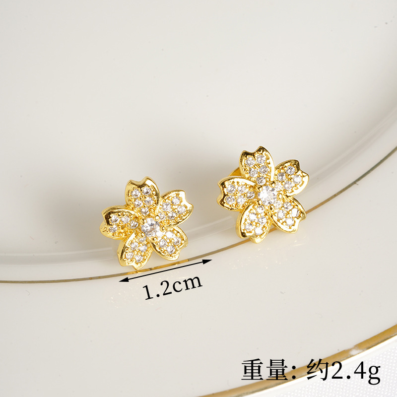 Vietnam oro de arena delicado collar de flores pendientes de diamantes de color niñas de alto nivel bronce chapado en oro fabricantes de joyería