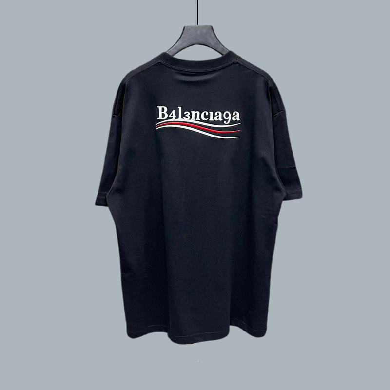 【In Stock for Immediate Delivery】High-End Version Paris B Brand Classic Wave Pattern Cola Print Embroidery Unisex Loose Short-Sleeve T-Shirt 【In Stock for Immediate Delivery】High-End Version Paris B Brand Classic Wave Pattern Cola Print Embroidery Unisex Loose Short-Sleeve T-Shirt