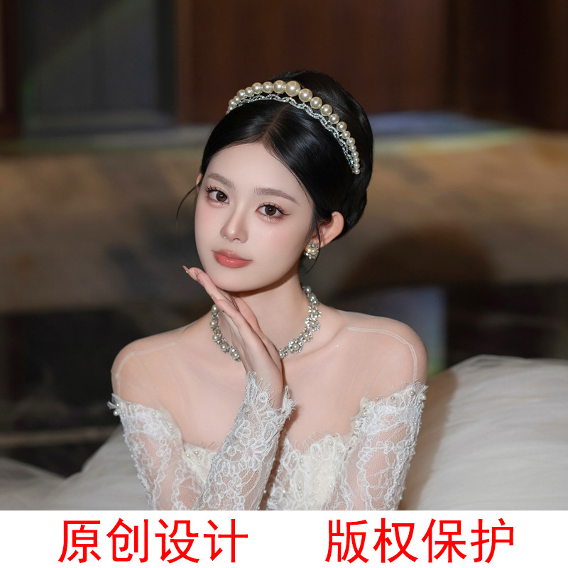 Korean sophisticated tiara pearl for bride
