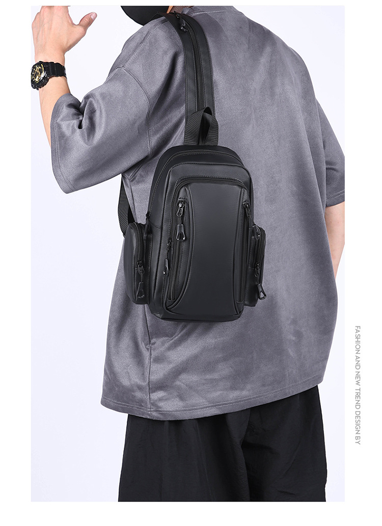 New business backpack, water-resistant, suitable for both shoulder and single shoulder, men's chest bag, cross-border Oxford fabric, men's computer backpack undefined