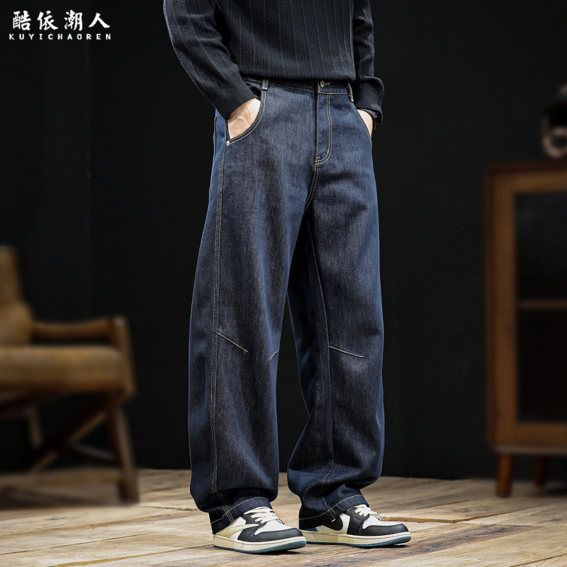 Lyocell 2026 New American Style Men's Jeans, Loose Fit, Plus Size, Straight Wide Leg, Slightly Curved, Long Pants, Original Color Lyocell 2026 New American Style Men's Jeans, Loose Fit, Plus Size, Straight Wide Leg, Slightly Curved, Long Pants, Original Color