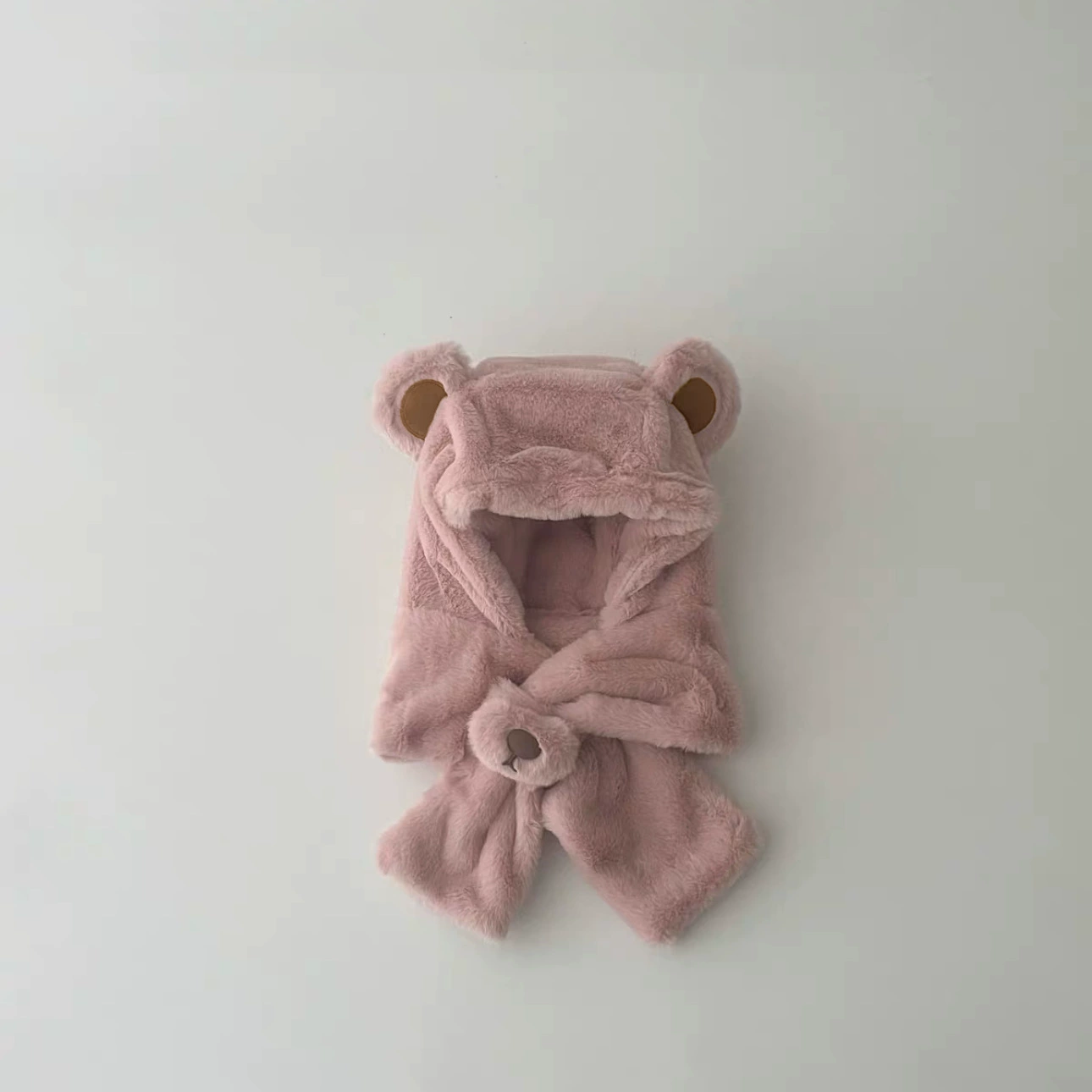 Детская Velvet Bear Hood шапка и шарф набор для мальчиков - корейский стиль, ветронепроницаемый, ушки-медведя