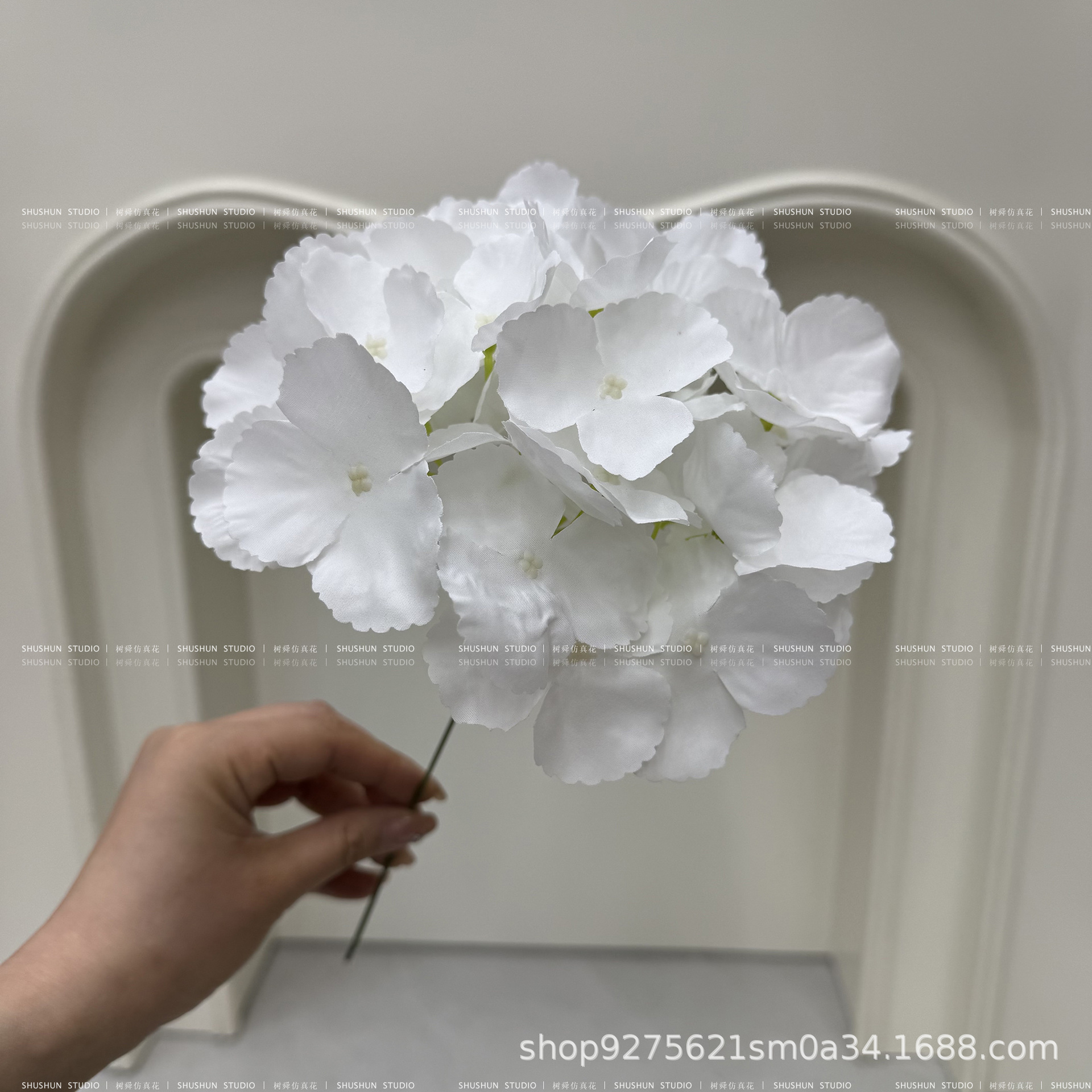 Hortensia de seda superior-blanco