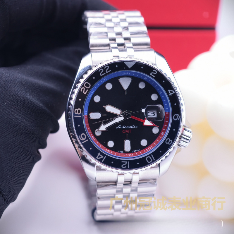 Seiko No. 5 Men's Watch Gmt Five-Row Chain Steel Strap Waterproof Quartz Calendar Men's Watch Export Watch Ssk001K1
