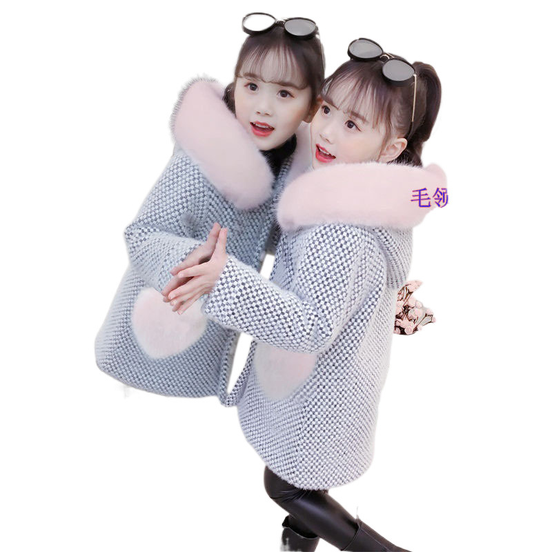 Woolen children's velvet down jacket