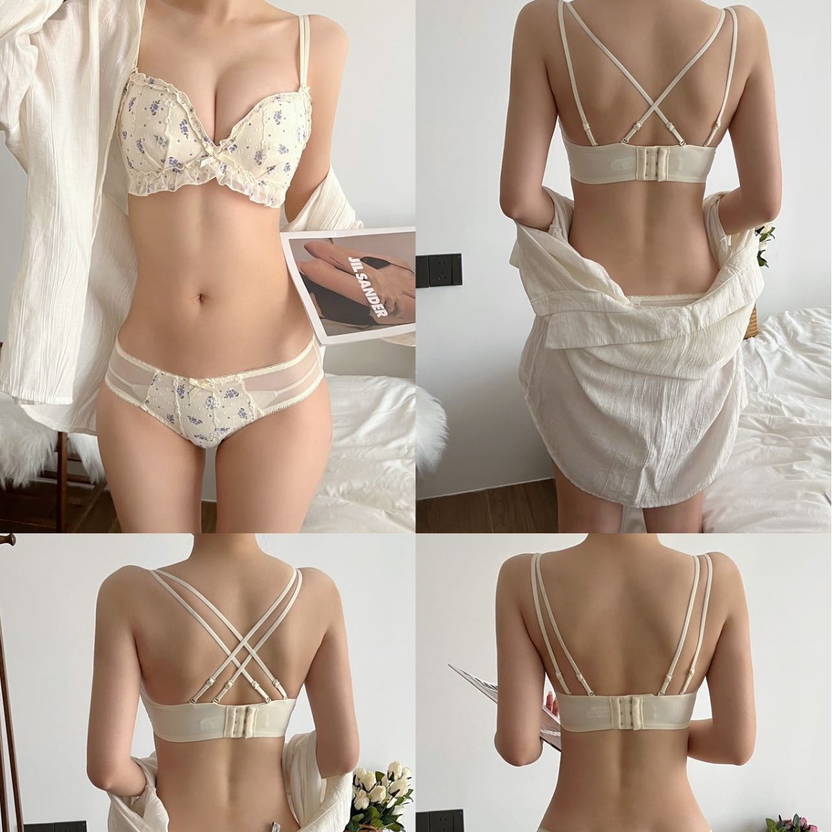 Venta directa de fábrica comercio electrónico transfronterizo Sudeste de Asia Vietnam Tailandia damas estilo francés delgado y fruncido sujetador floral