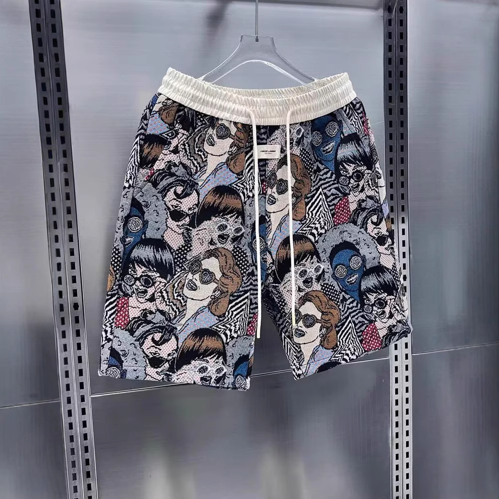 Verano nuevo estilo de alta marca Jacquard pantalones cortos casuales de moda masculinos sueltos pantalones deportivos transpirables