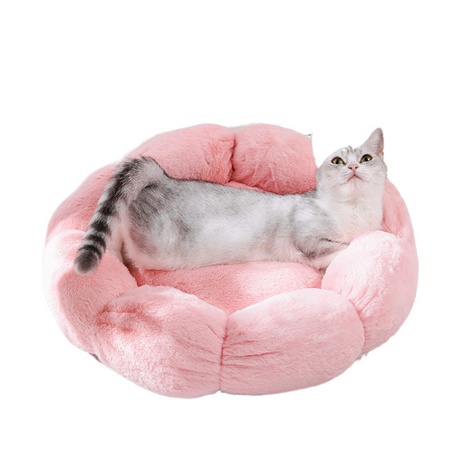 Trendy Flower Cat Bed | Winter-Ready Cozy Nest for Deep Sleep | Dog House Mat | Pet-Friendly Pet Bed with Petal Design | Adorable Cat Cushion