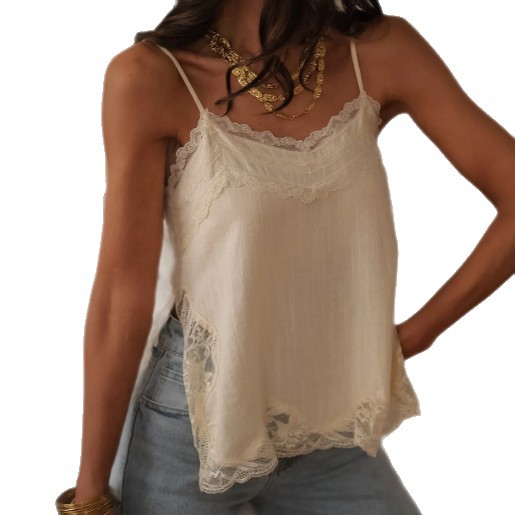 Europa y los Estados Unidos comercio exterior ropa de mujer encaje algodón chaleco de cabina damas de verano francés vestido exterior pura sensación de diseño de estilo superior