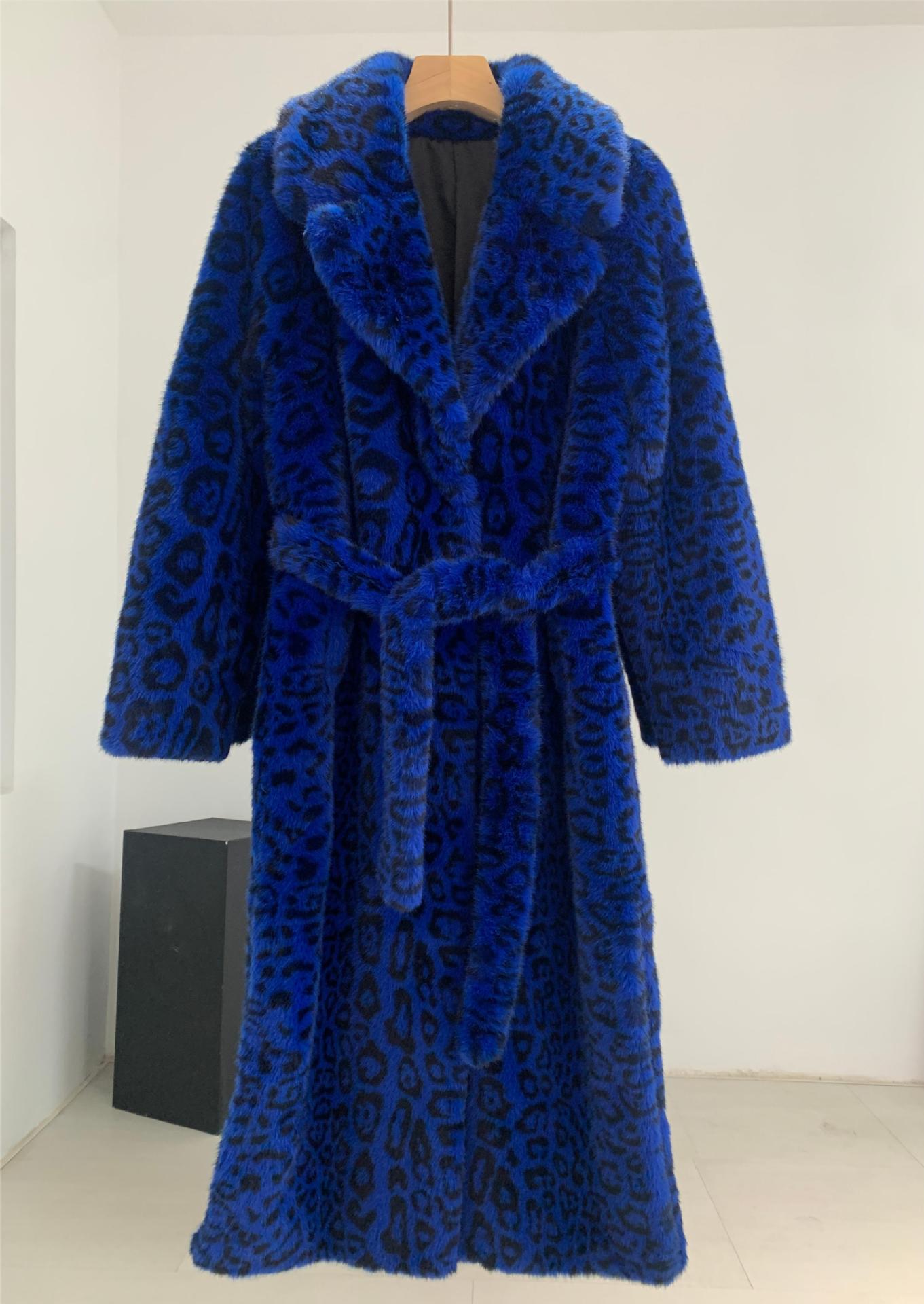 Dámské oblečení podzimní a zimní nové ekologické kožešinové norkové kožešinové leopardí vzor prodloužené velké velikosti dámské oblečení_voghion.com